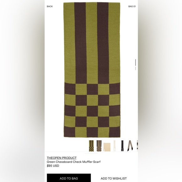 Brand new TheOpen Product Green Chess Board Check Muffler Scarf - Picture 2 of 3